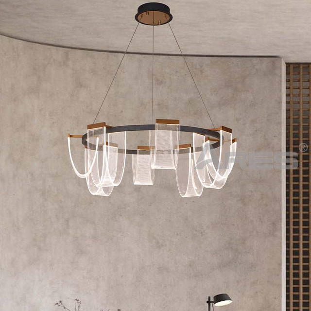 Minimalist Round Suspension Light for Hotel Suite Bedroom AD2306-2