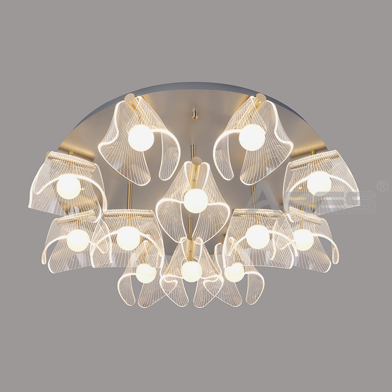 A2821 Crystal Wave LED Chandelier for Luxury Villa Living Room