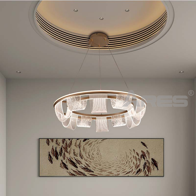 Light Luxury Curved LED Chandelier for Staircase Lobby AD2812