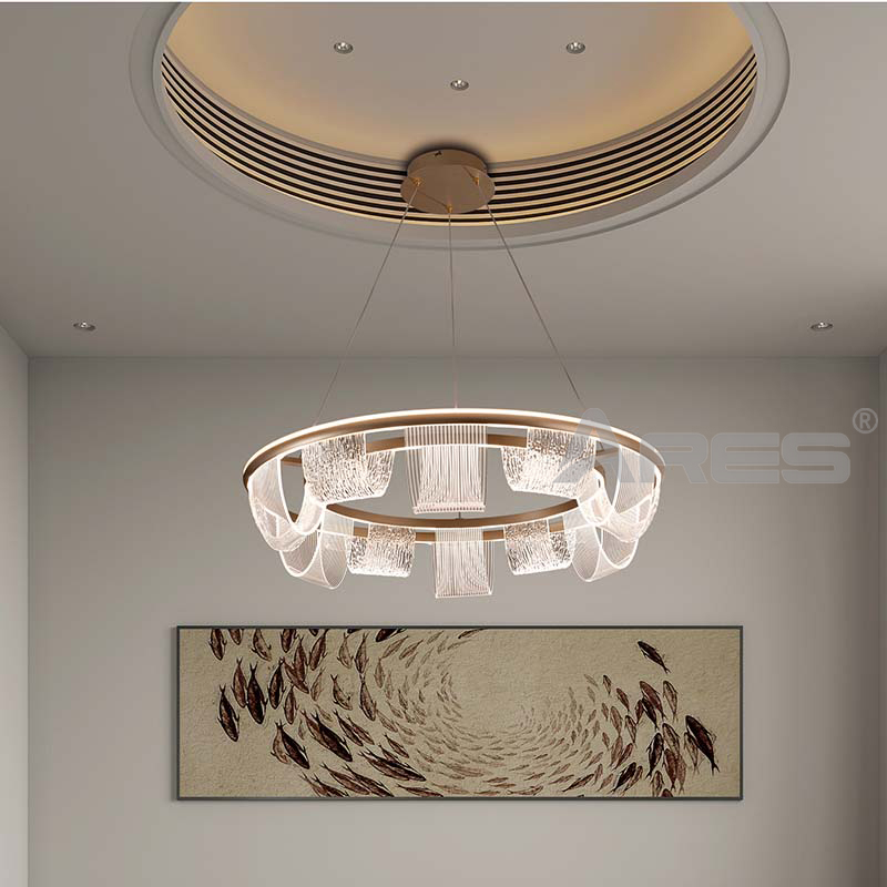 Light Luxury Curved LED Chandelier for Staircase Lobby AD2812