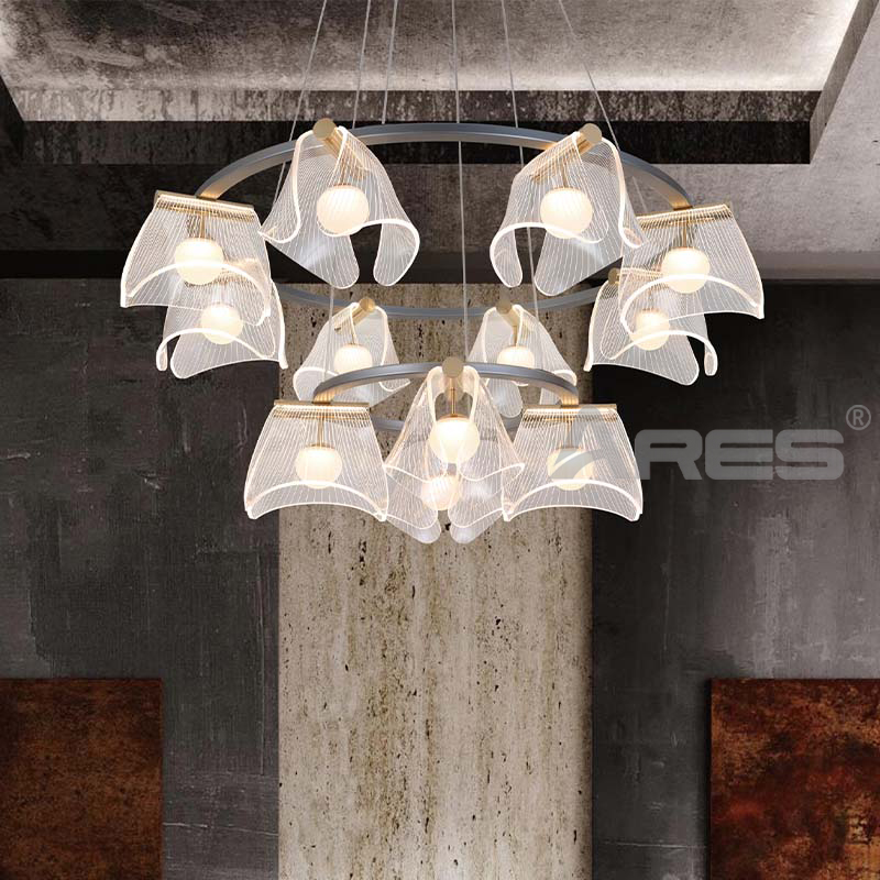 AD2821/AB2821 Light Luxury Round Ceiling Pendant for Boutique Hotel Room