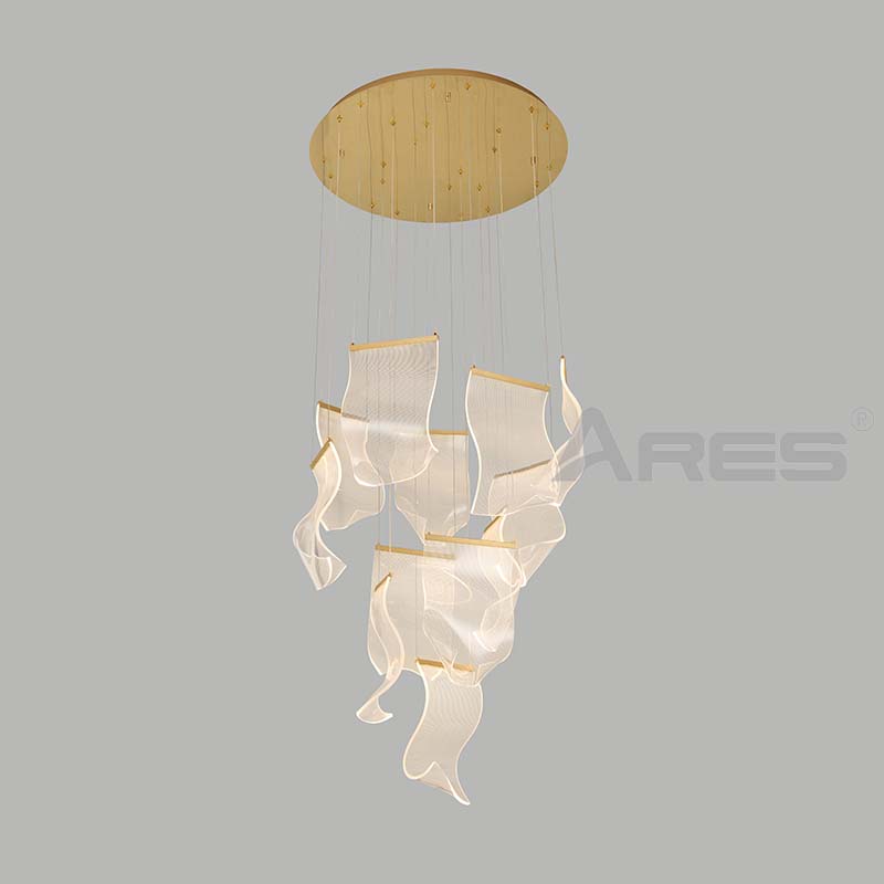 Light Luxury Wave LED Pendant for Luxury Suite Bedroom AD2208