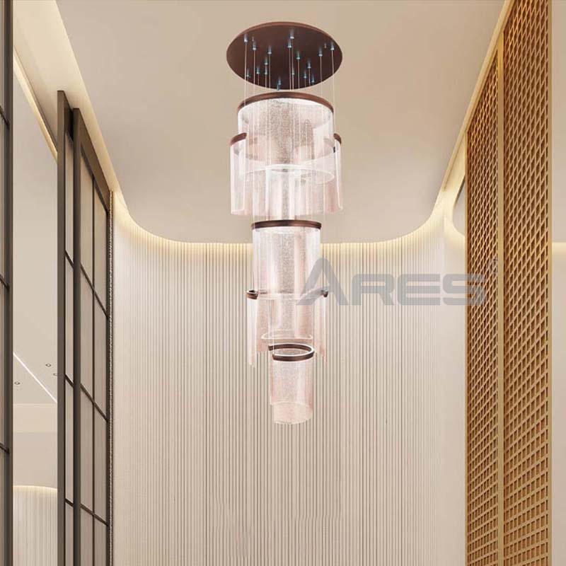Light Luxury Curved LED Chandelier for Staircase Lobby AD2918
