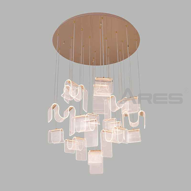  Large LED Acrylic Pendant Lamp Modern Gold Luxury Design for High Ceilings Hotel Art Decor for Living Room Factory Price A2903-8015