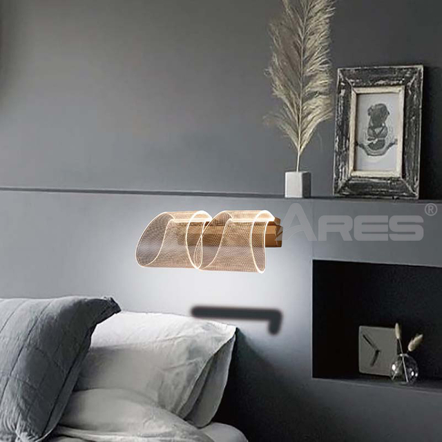 AB2807 OEM Simple Transparent Luxury Metal Leaf Modern Wall Lamp with LED Battery Operated for Bedroom Living Room Gallery Cabinet Use
