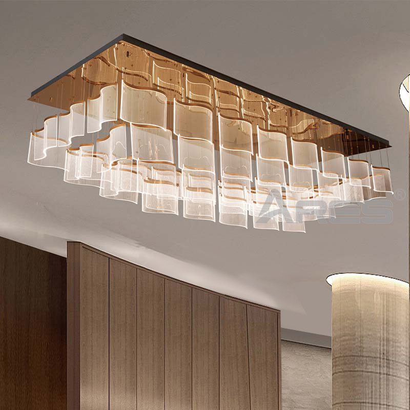 Crystal Wave LED Chandelier for Luxury Villa Living Room AD2813