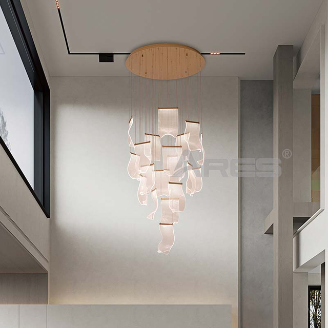 Light Luxury Wave LED Pendant for Luxury Suite Bedroom AD2208