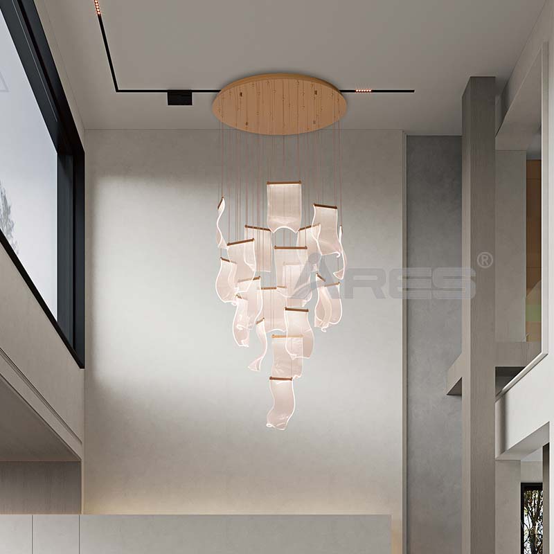 Light Luxury Wave LED Pendant for Luxury Suite Bedroom AD2208