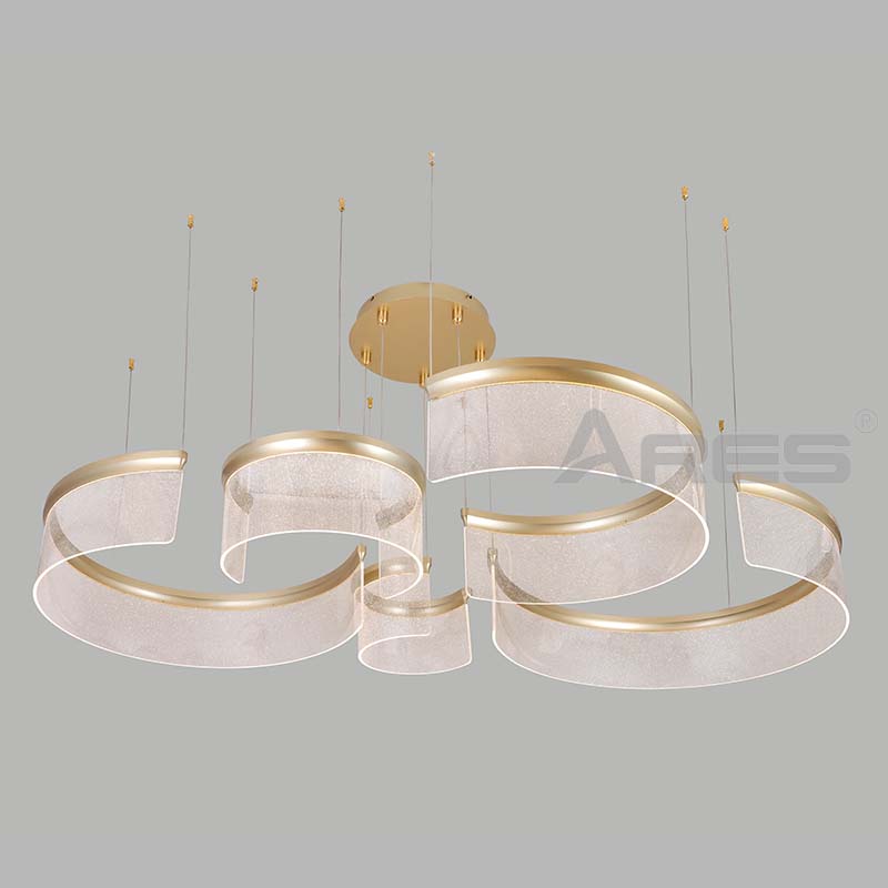 Light Luxury Curved LED Chandelier for Staircase Lobby AD2918