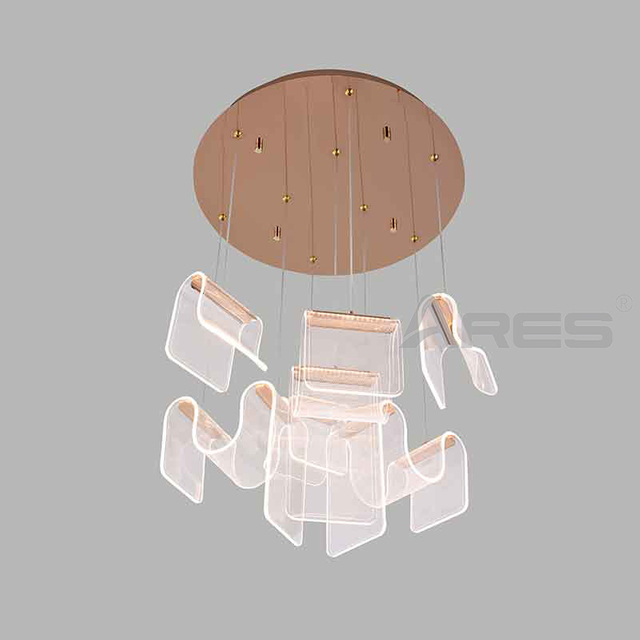 Modern Minimalist Acrylic Chandelier French Light Luxury Floor Living Room Hotel Gold Pendant Lamp Aluminum Art Home Lighting A2903-476