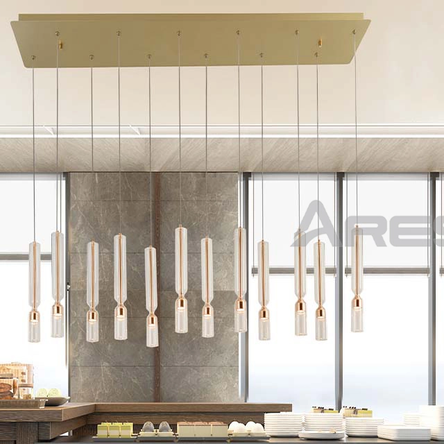 AD2920 Minimalist Linear Suspension Light for Hotel Corridor