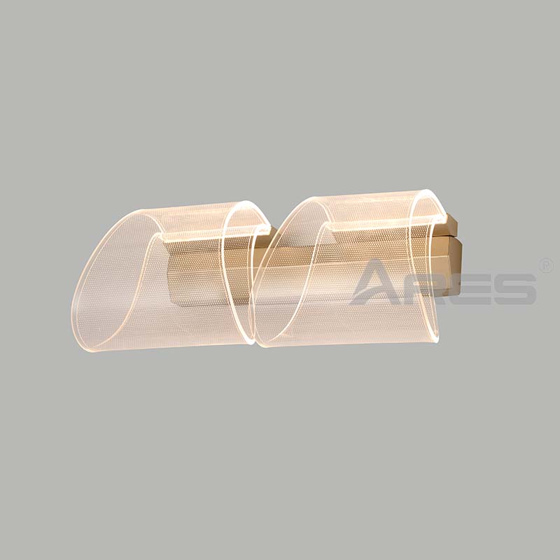 AB2807 OEM Simple Transparent Luxury Metal Leaf Modern Wall Lamp with LED Battery Operated for Bedroom Living Room Gallery Cabinet Use