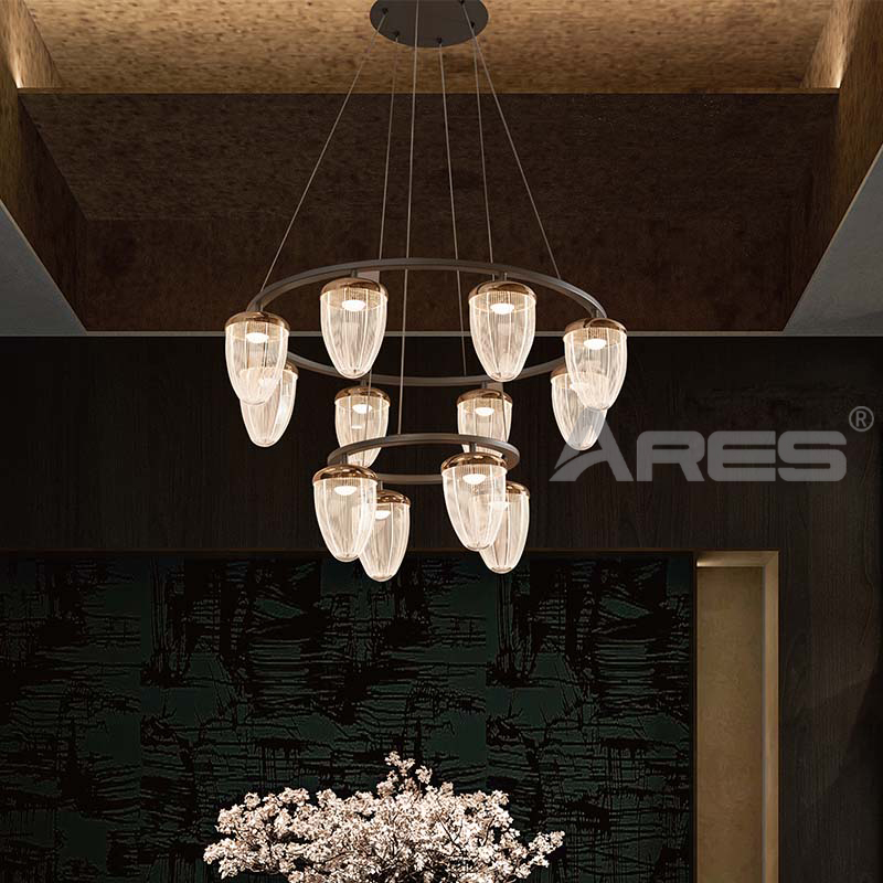 AD2900 Crystal Wave Acrylic Pendant Light for Palace-Style Living Room