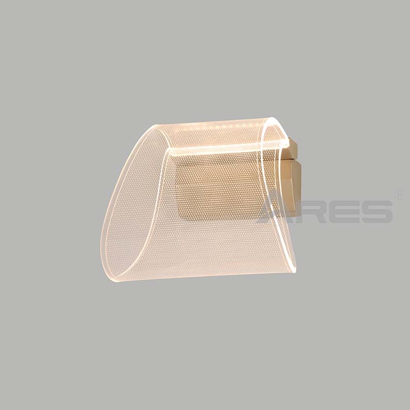 AB2807 OEM Simple Transparent Luxury Metal Leaf Modern Wall Lamp with LED Battery Operated for Bedroom Living Room Gallery Cabinet Use