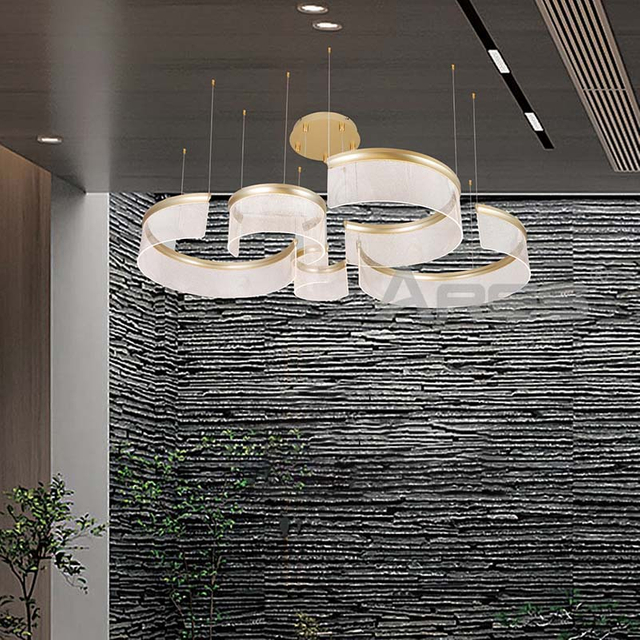 Light Luxury Curved LED Chandelier for Staircase Lobby AD2918