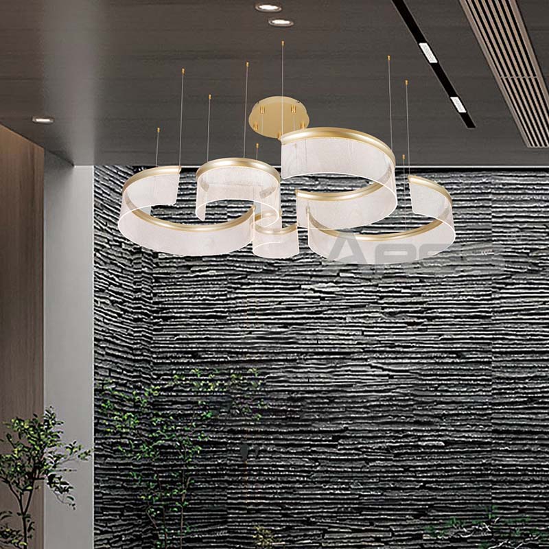 Light Luxury Curved LED Chandelier for Staircase Lobby AD2918